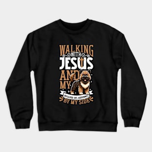 Jesus and dog - Bouvier des Ardennes Crewneck Sweatshirt